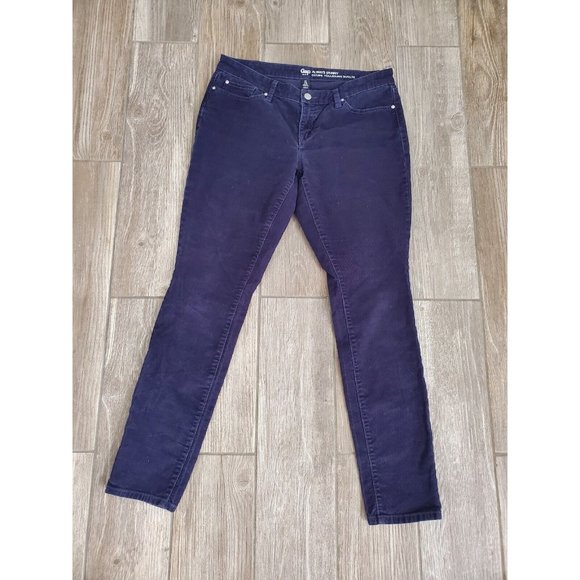 Gap Corduroy Alway Skinny Navy Blue Pants On Size 8 - Picture 1 of 7